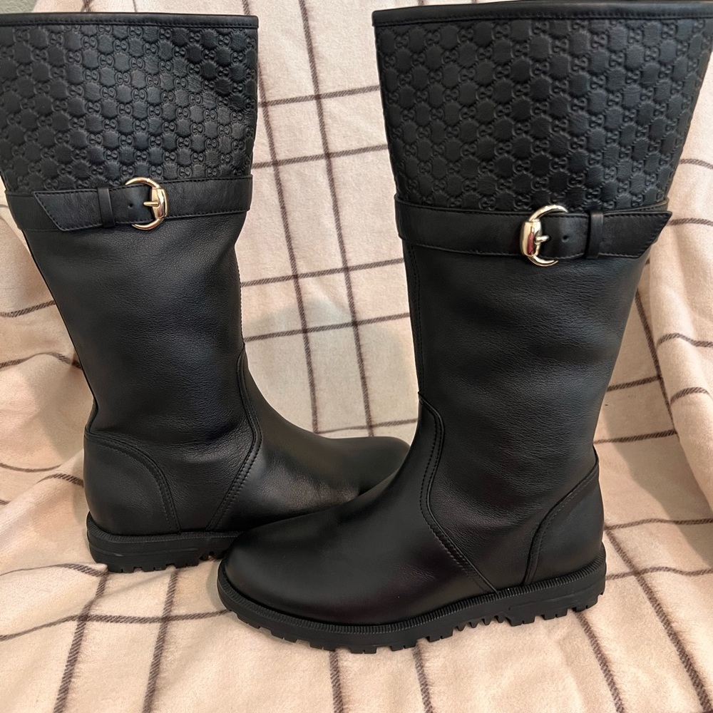 Gucci Black Quilted Leather Boots